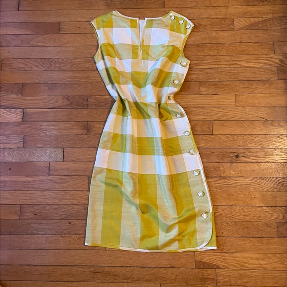 Vintage Dresses & Skirts - Vintage Star of Siam yellow gold gingham silk dress